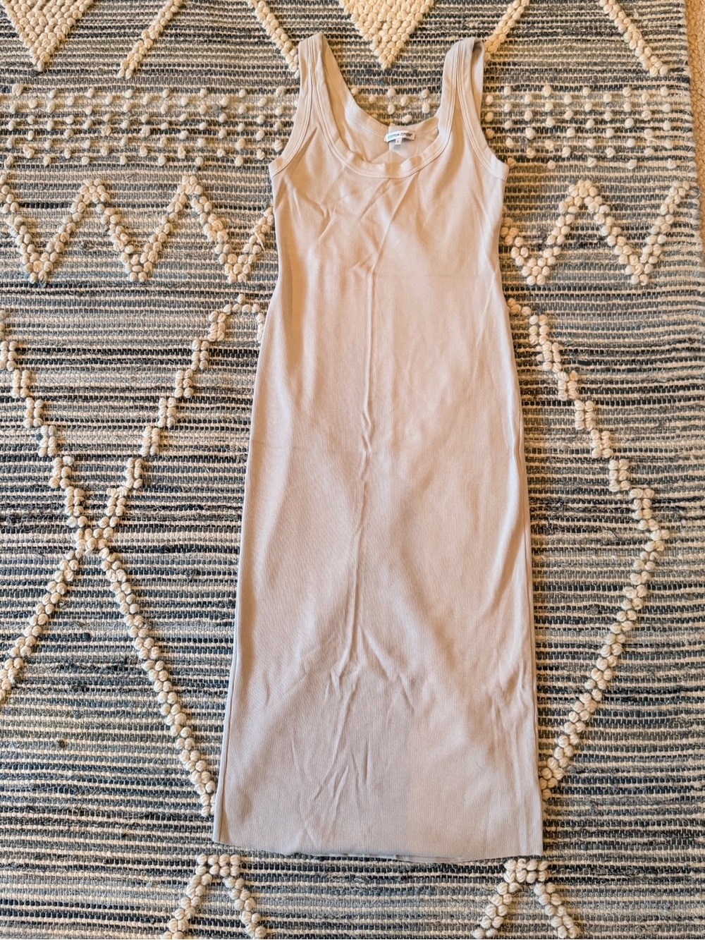 COTTON CITIZEN Sleeveless Ribbed Midi Dress in Light Beige
